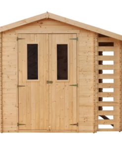 Abri de jardin en bois et range bûches extérieur TIMBELA M386C - Stockage extérieur I206xL272xH218 cm/ 3,53 + 0,97 m2 Petit abri à outils