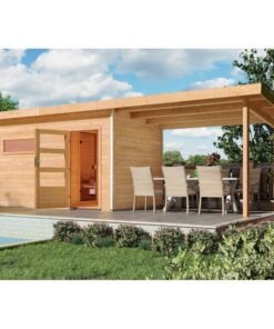 Appentis en épicéa massif brut pour sauna Skrollan 2 + 3 - Karibu