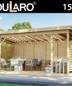 Tonnelle en bois SION, 5,6x2,84x2,64m, 15,9m², naturel